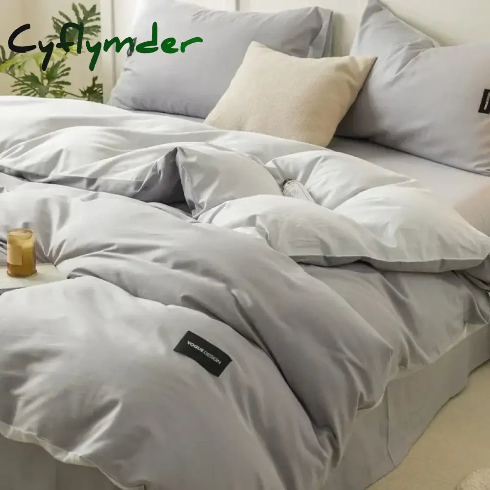 Cyflymder Aternal and Infant Grade Pure Cotton Four Piece Set Solid Color All Cotton Student Three Piece Set Quilt