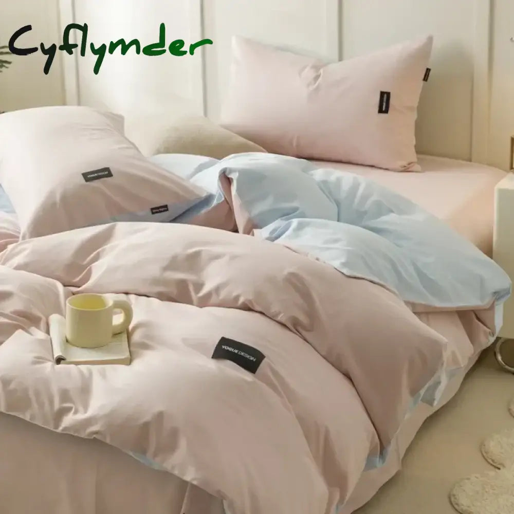 Cyflymder Aternal and Infant Grade Pure Cotton Four Piece Set Solid Color All Cotton Student Three Piece Set Quilt