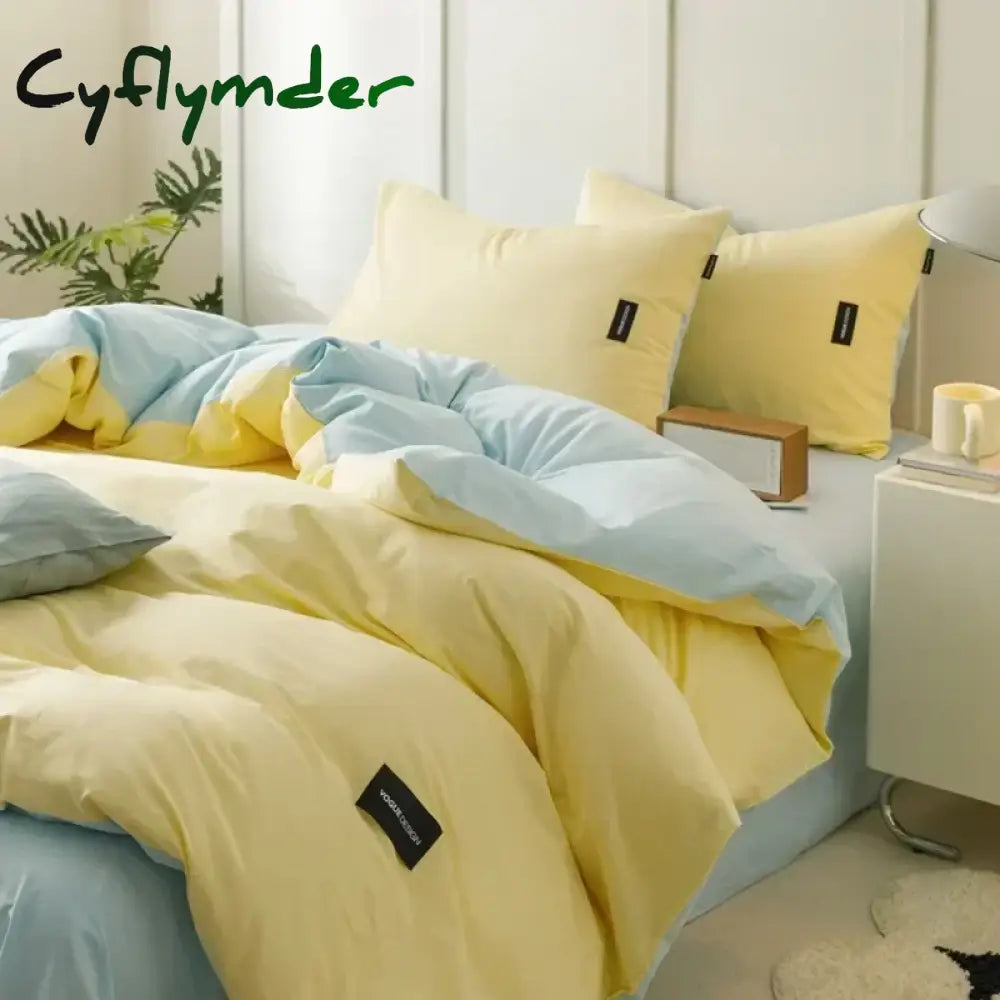 Cyflymder Aternal and Infant Grade Pure Cotton Four Piece Set Solid Color All Cotton Student Three Piece Set Quilt