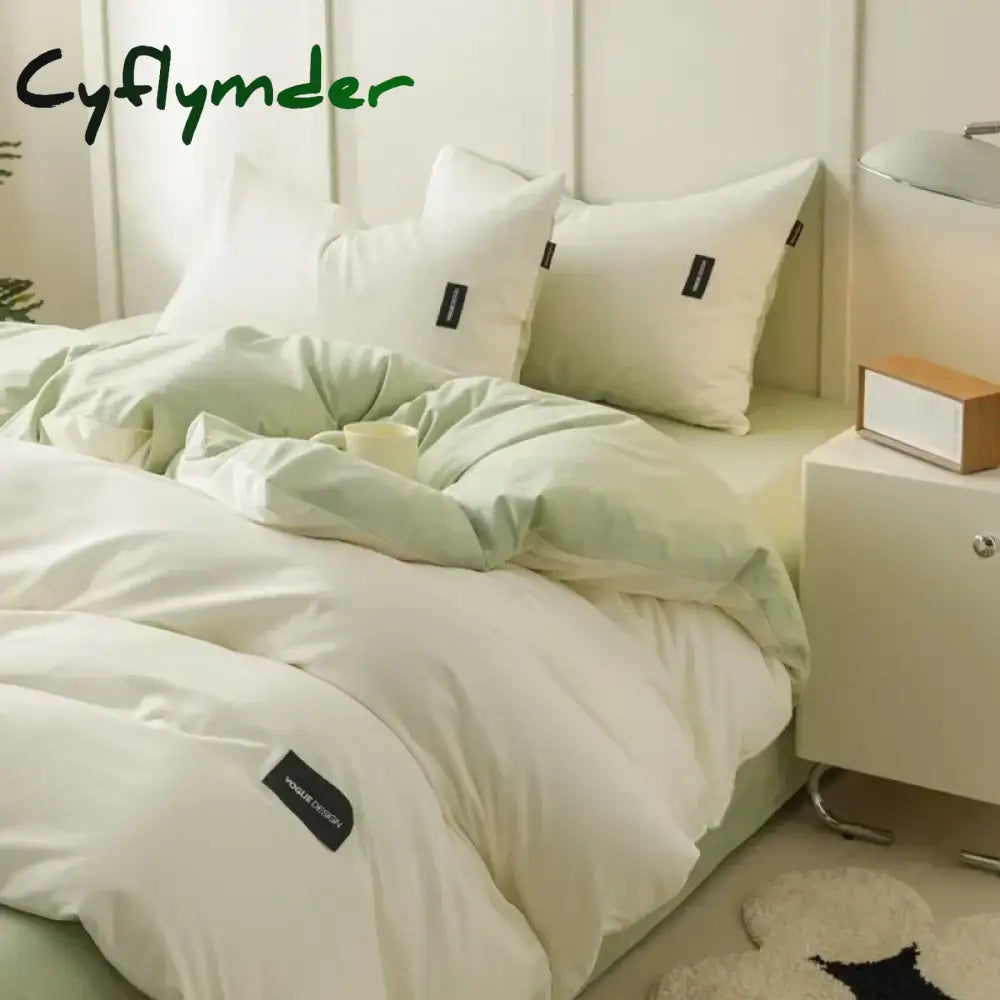 Cyflymder Aternal and Infant Grade Pure Cotton Four Piece Set Solid Color All Cotton Student Three Piece Set Quilt