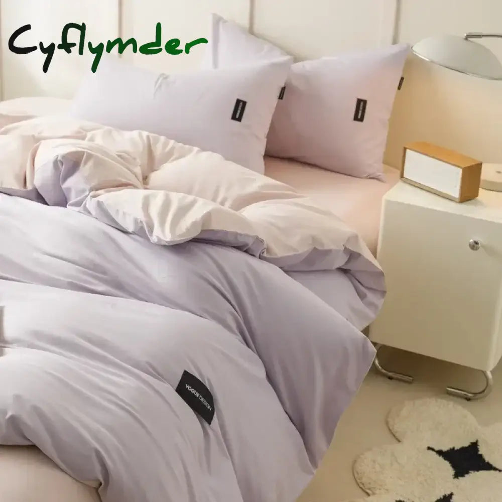 Cyflymder Aternal and Infant Grade Pure Cotton Four Piece Set Solid Color All Cotton Student Three Piece Set Quilt