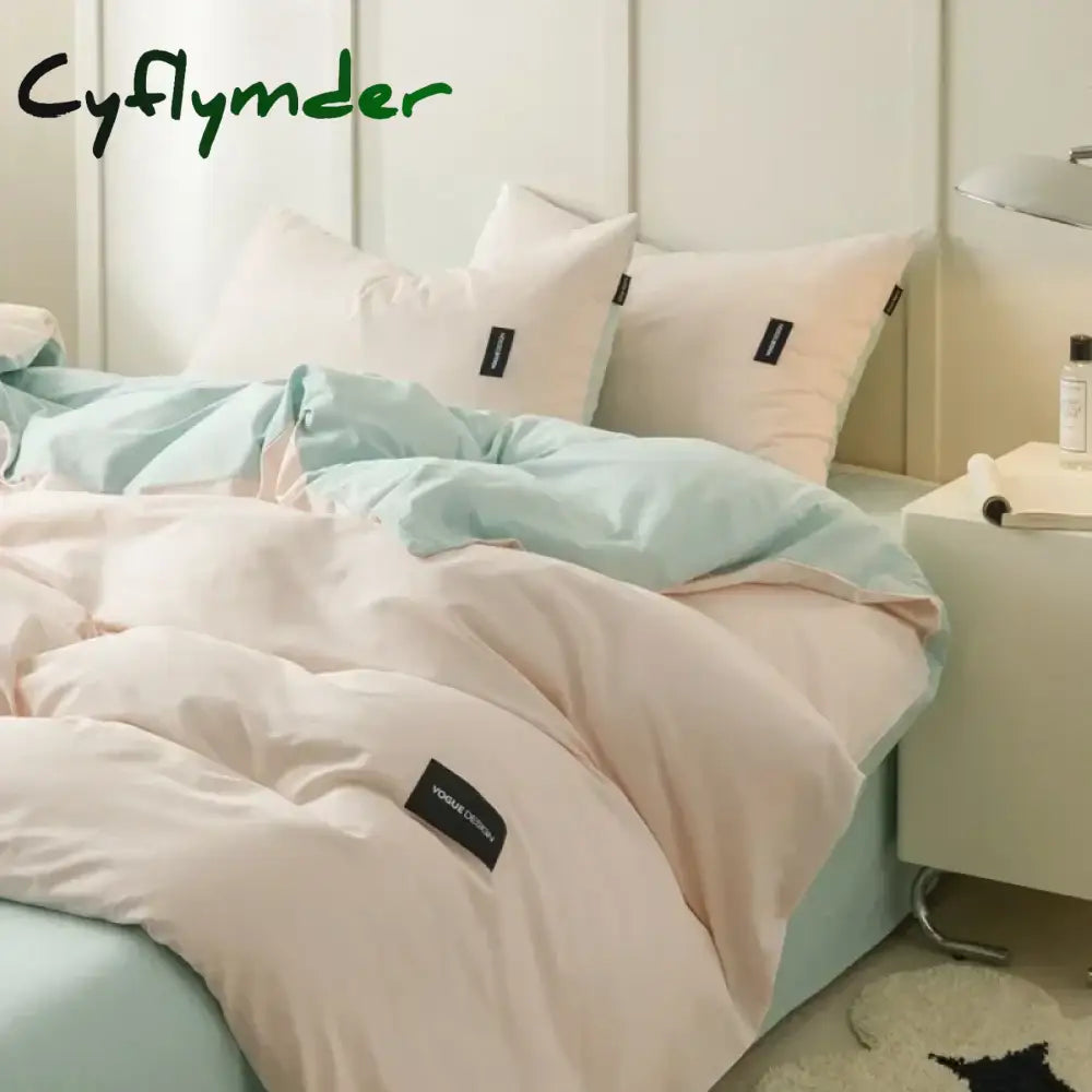 Cyflymder Aternal and Infant Grade Pure Cotton Four Piece Set Solid Color All Cotton Student Three Piece Set Quilt