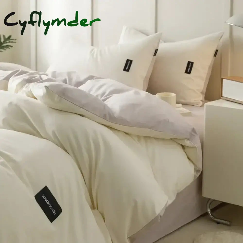 Cyflymder Aternal and Infant Grade Pure Cotton Four Piece Set Solid Color All Cotton Student Three Piece Set Quilt
