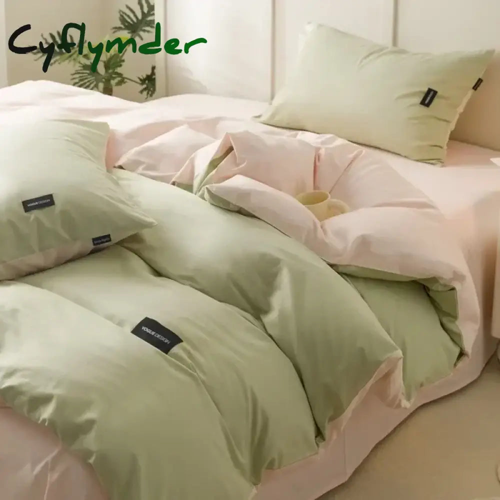 Cyflymder Aternal and Infant Grade Pure Cotton Four Piece Set Solid Color All Cotton Student Three Piece Set Quilt
