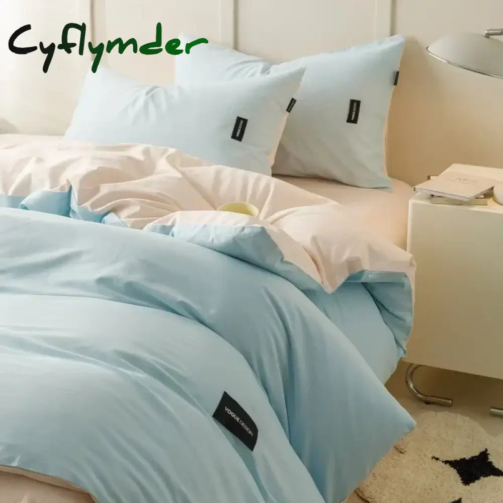 Cyflymder Aternal and Infant Grade Pure Cotton Four Piece Set Solid Color All Cotton Student Three Piece Set Quilt
