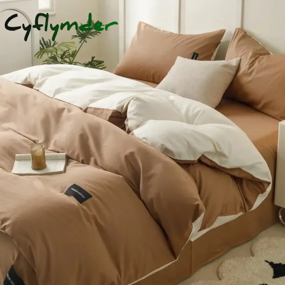 Cyflymder Aternal and Infant Grade Pure Cotton Four Piece Set Solid Color All Cotton Student Three Piece Set Quilt
