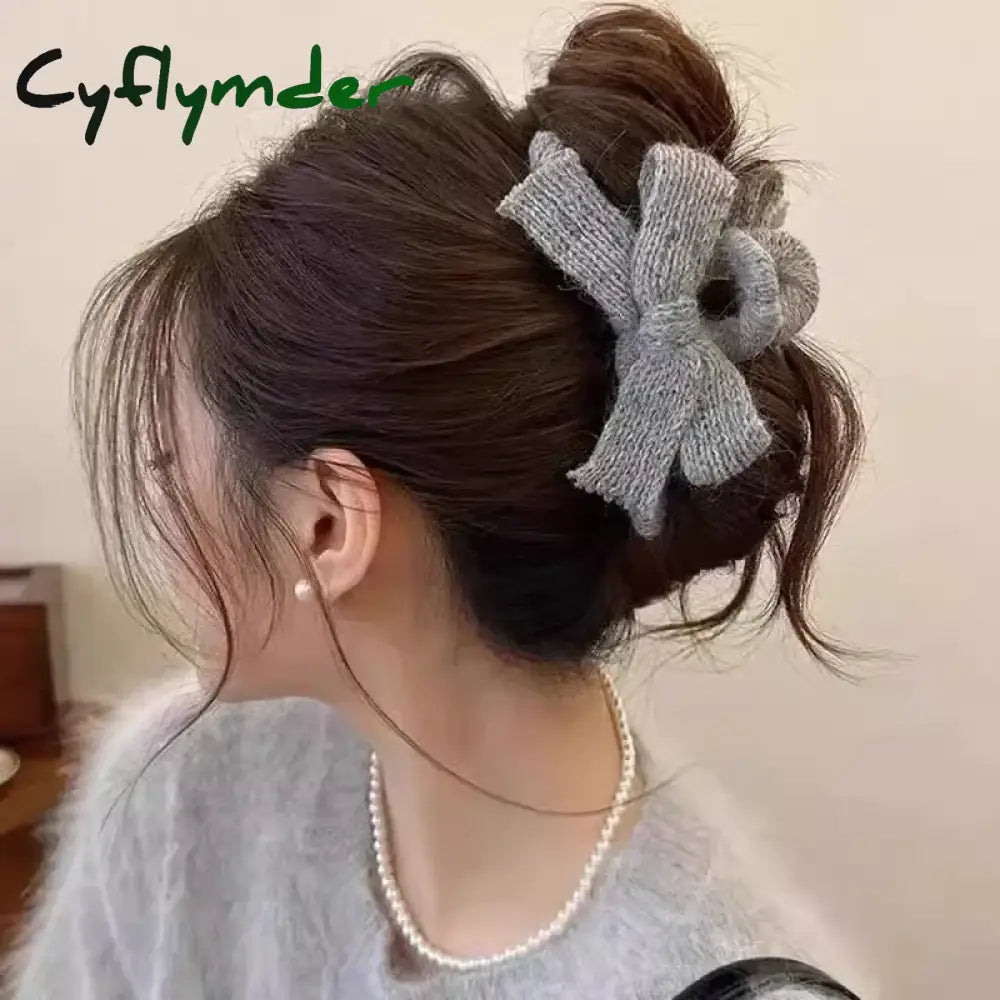 Cyflymder Autumn and Winter Plush Bow Grab Clip Wool Claw Clip Accesorios Para El Cabello Крабик Для Волос Hair