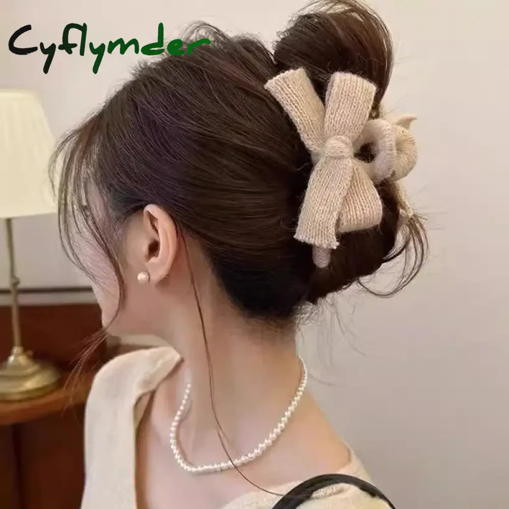 Cyflymder Autumn and Winter Plush Bow Grab Clip Wool Claw Clip Accesorios Para El Cabello Крабик Для Волос Hair