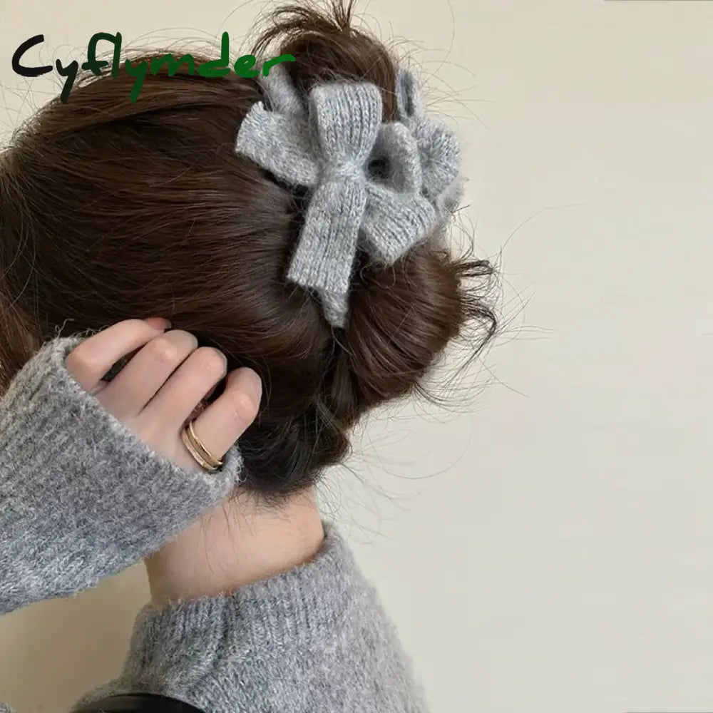 Cyflymder Autumn and Winter Plush Bow Grab Clip Wool Claw Clip Accesorios Para El Cabello Крабик Для Волос Hair