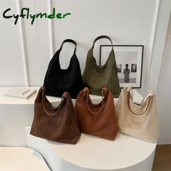 Cyflymder Autumn And Winter Vintage Women’s Bag Large Capacity Suede Shoulder Solid Color Simple