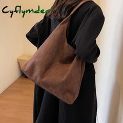Cyflymder Autumn And Winter Vintage Women’s Bag Large Capacity Suede Shoulder Solid Color Simple