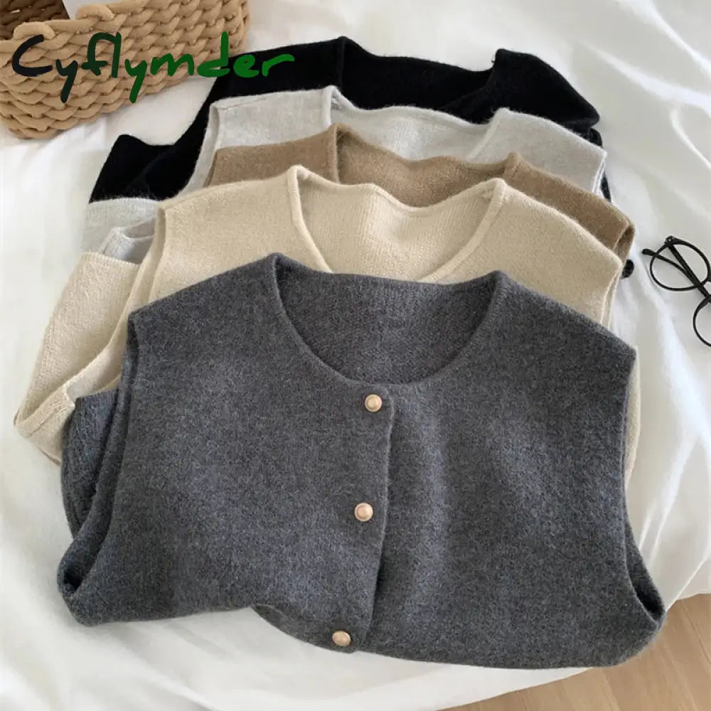 Cyflymder Autumn New Women Cardigan Korean Elegant Knitted Sleeveless Female Casual Sweater Tanks