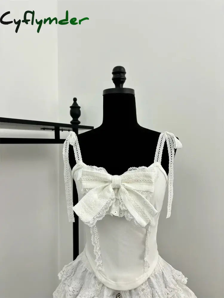 Cyflymder Autumn Sweet Kawaii 3 Piece Sets Women Lace Bow Tops + Cute Mini Skirt + Blue Chic Coat Female Korean Style