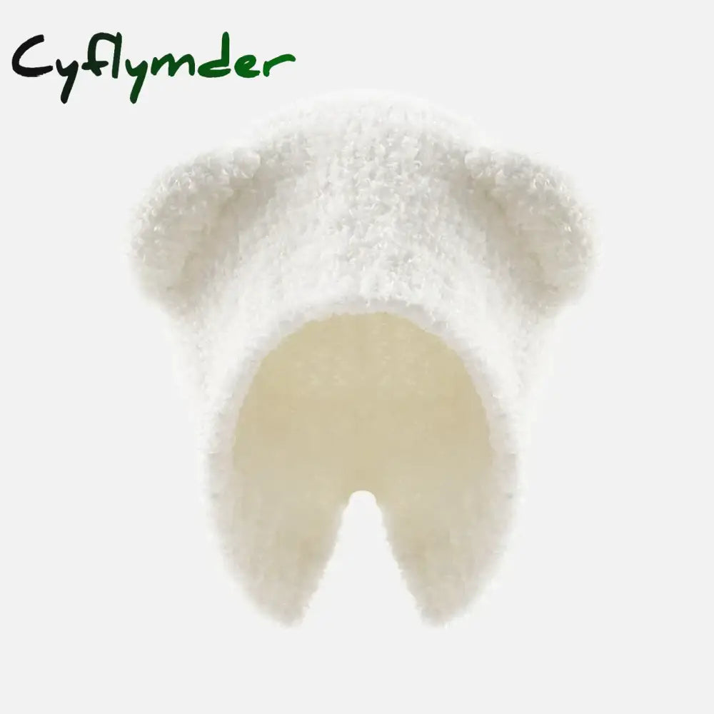 Cyflymder Autumn Winter Cute Safety Bear Hats Beanies Women Keep Warm Thicken Lamb Hat Travel Pullover Caps Ladies