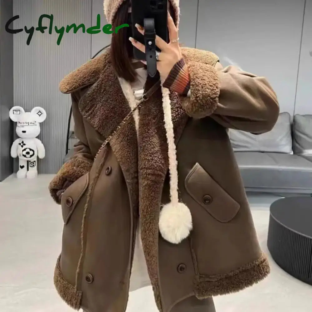 Cyflymder Autumn/Winter Fashion New Collection Women’s Warm Jacket Sleeveless Collar Lamb Fleece Fur Integrated Vest