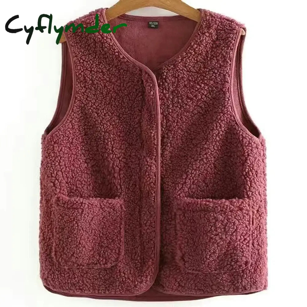 Cyflymder Autumn Winter Fleece Women Vest Waistcoat White Vest Sleeveless Jacket Ladies Warm Thick Sleeveless Vest For