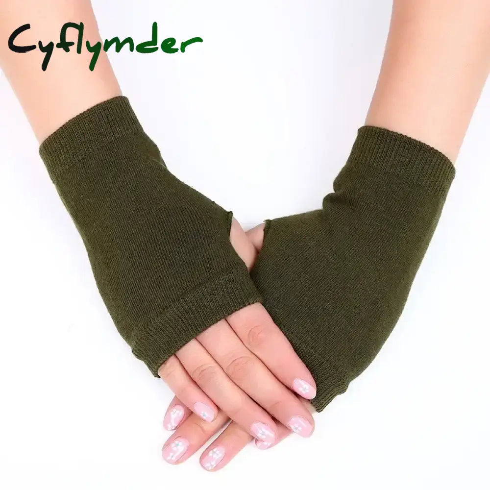 Cyflymder Autumn Winter Knitted Woolen Gloves Ins Fashion Y2K Men Women Half Finger Warm Five Pointed Star Fingerless