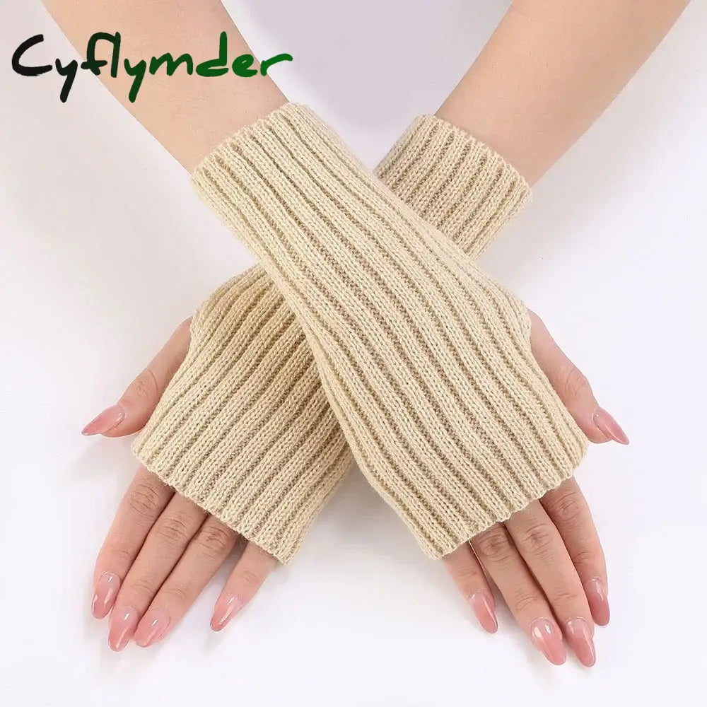 Cyflymder Autumn Winter Knitted Woolen Gloves Ins Fashion Y2K Men Women Half Finger Warm Five Pointed Star Fingerless