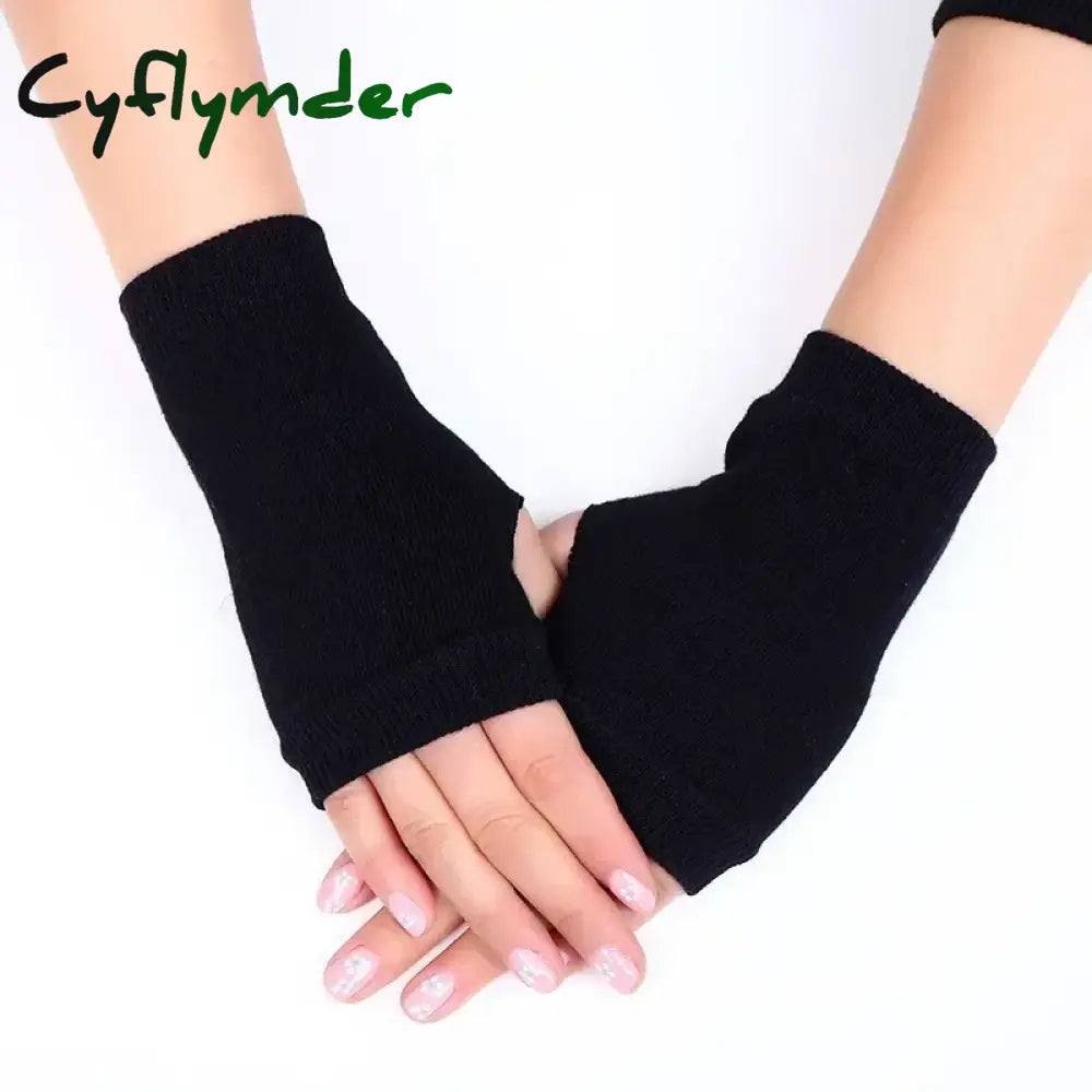 Cyflymder Autumn Winter Knitted Woolen Gloves Ins Fashion Y2K Men Women Half Finger Warm Five Pointed Star Fingerless