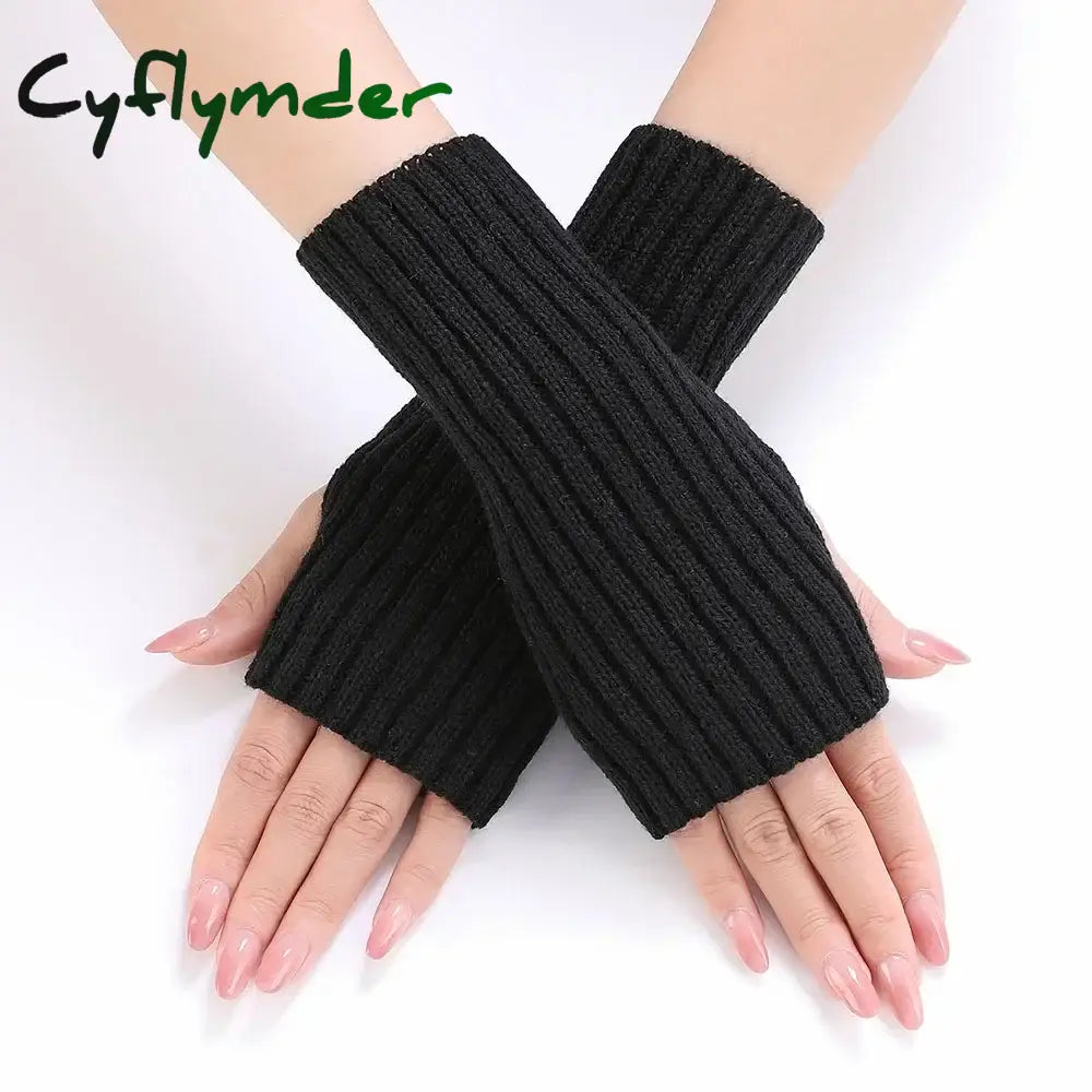 Cyflymder Autumn Winter Knitted Woolen Gloves Ins Fashion Y2K Men Women Half Finger Warm Five Pointed Star Fingerless