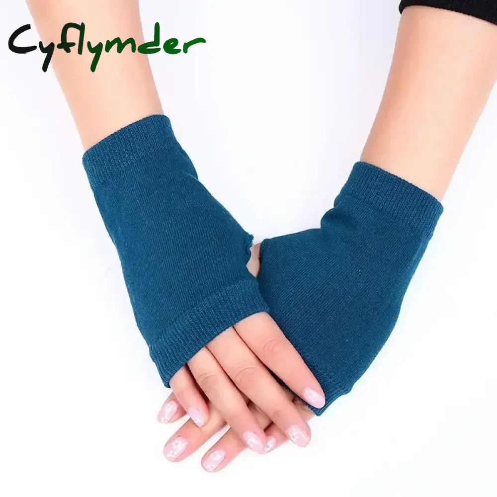 Cyflymder Autumn Winter Knitted Woolen Gloves Ins Fashion Y2K Men Women Half Finger Warm Five Pointed Star Fingerless