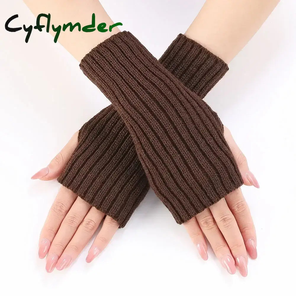 Cyflymder Autumn Winter Knitted Woolen Gloves Ins Fashion Y2K Men Women Half Finger Warm Five Pointed Star Fingerless