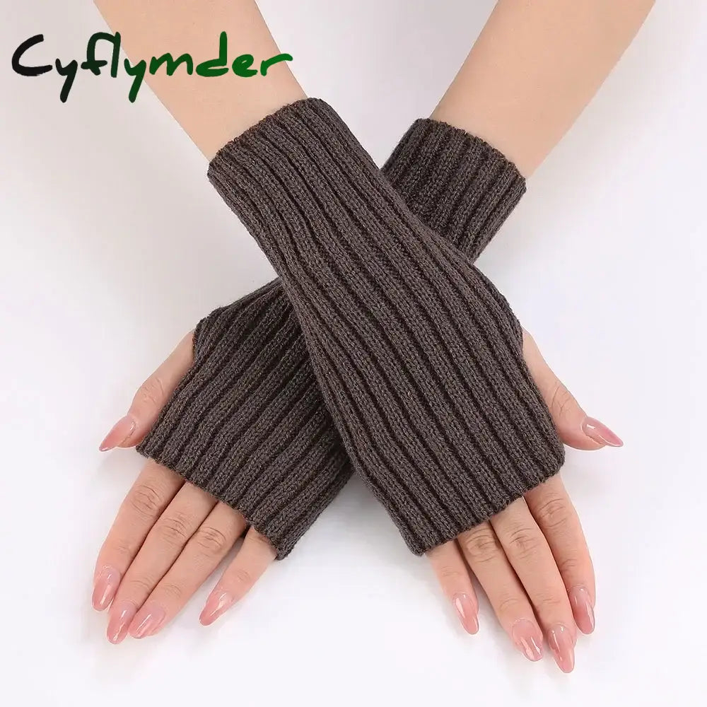 Cyflymder Autumn Winter Knitted Woolen Gloves Ins Fashion Y2K Men Women Half Finger Warm Five Pointed Star Fingerless