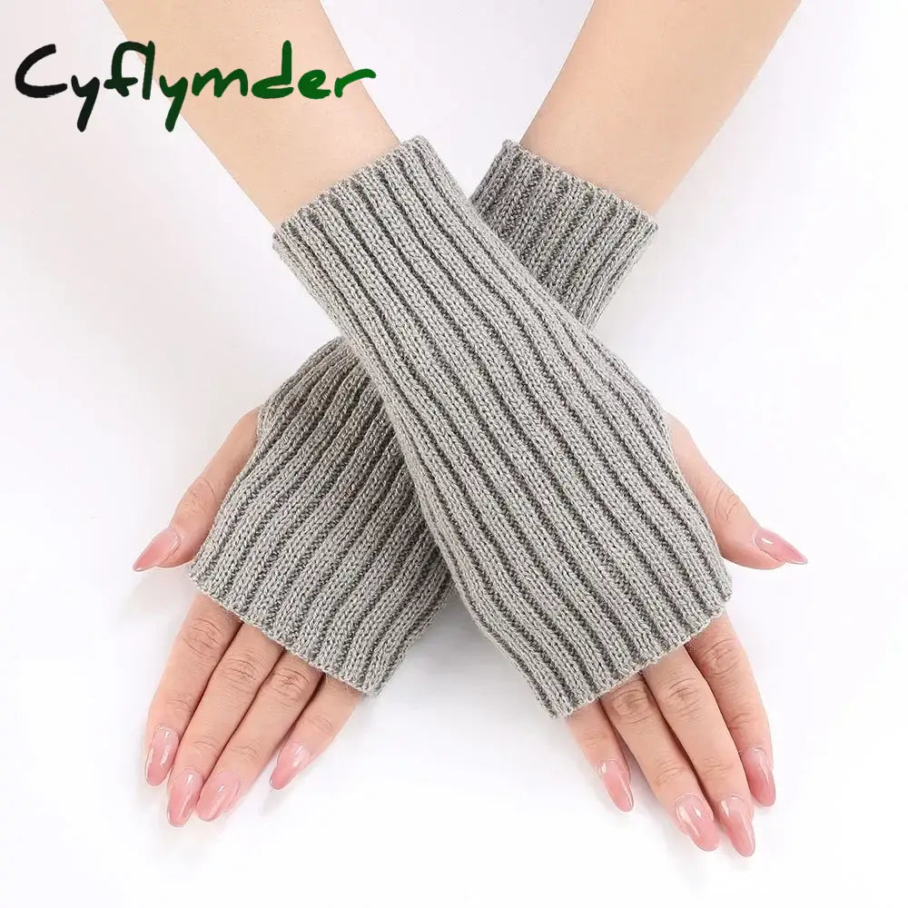 Cyflymder Autumn Winter Knitted Woolen Gloves Ins Fashion Y2K Men Women Half Finger Warm Five Pointed Star Fingerless