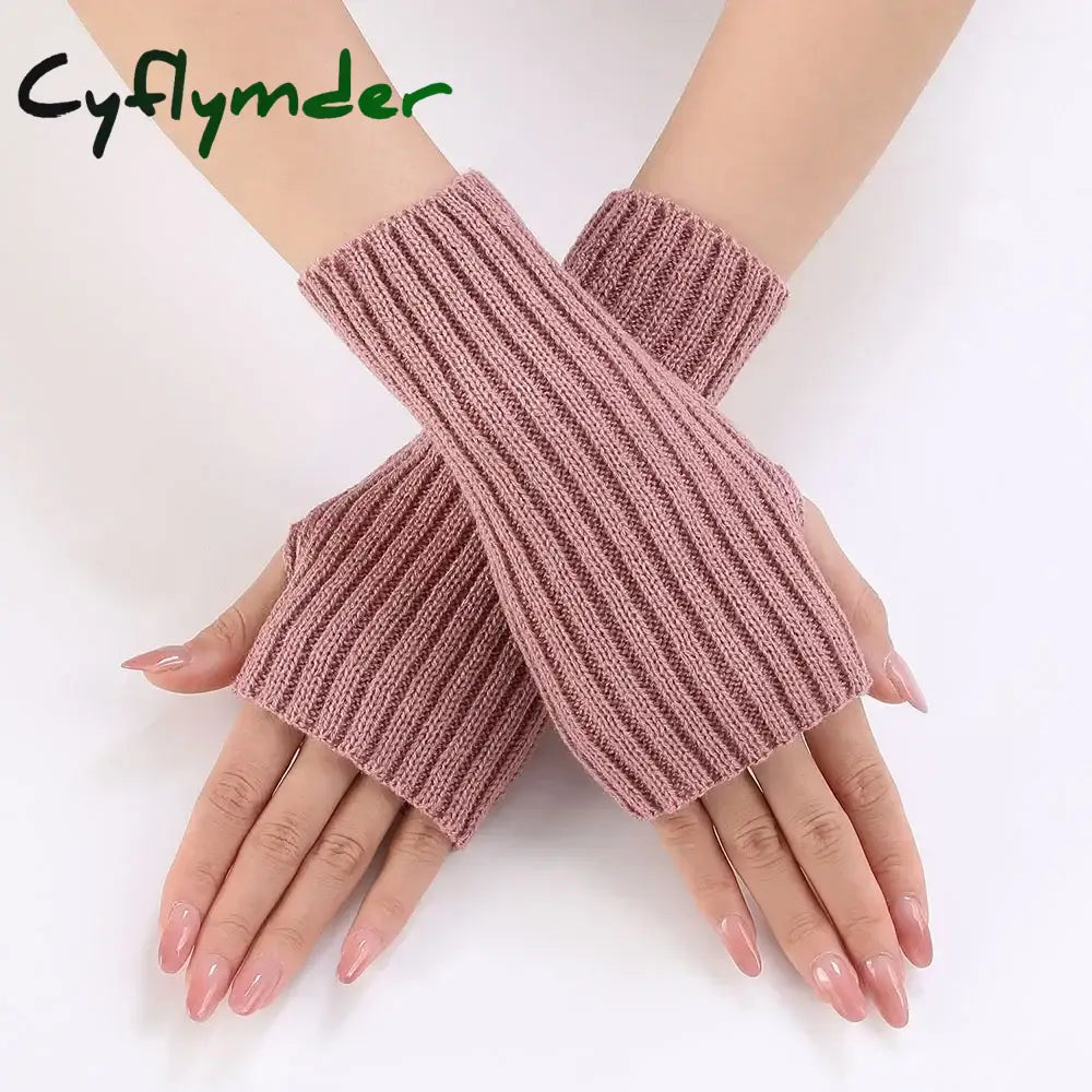 Cyflymder Autumn Winter Knitted Woolen Gloves Ins Fashion Y2K Men Women Half Finger Warm Five Pointed Star Fingerless