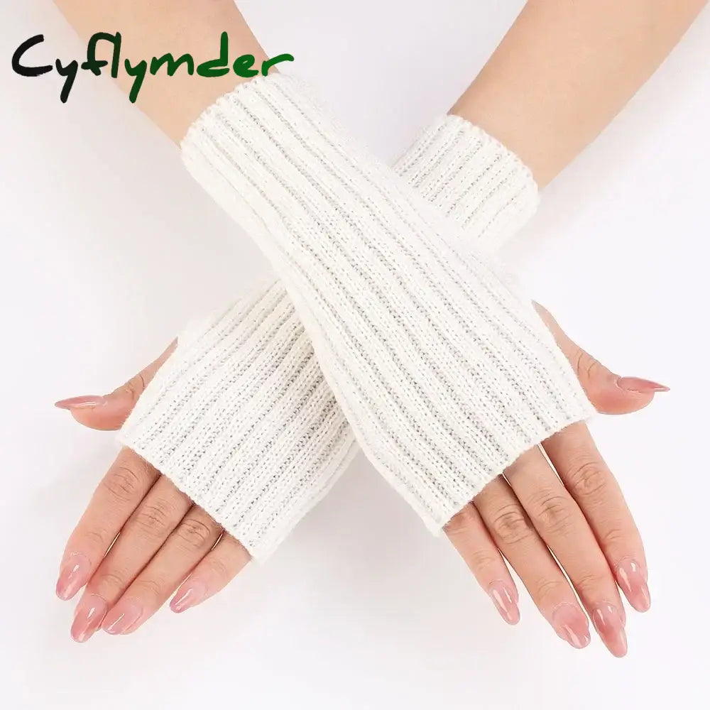 Cyflymder Autumn Winter Knitted Woolen Gloves Ins Fashion Y2K Men Women Half Finger Warm Five Pointed Star Fingerless