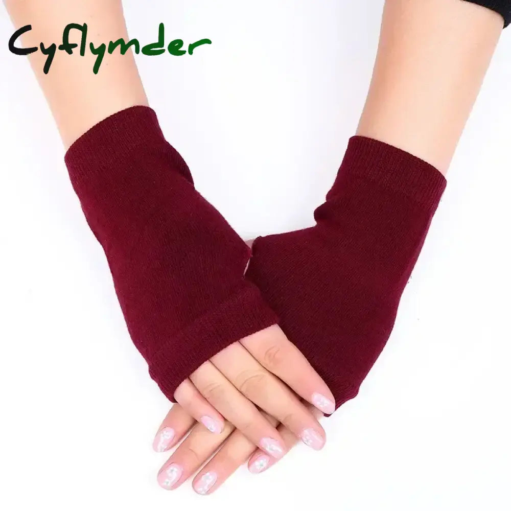 Cyflymder Autumn Winter Knitted Woolen Gloves Ins Fashion Y2K Men Women Half Finger Warm Five Pointed Star Fingerless