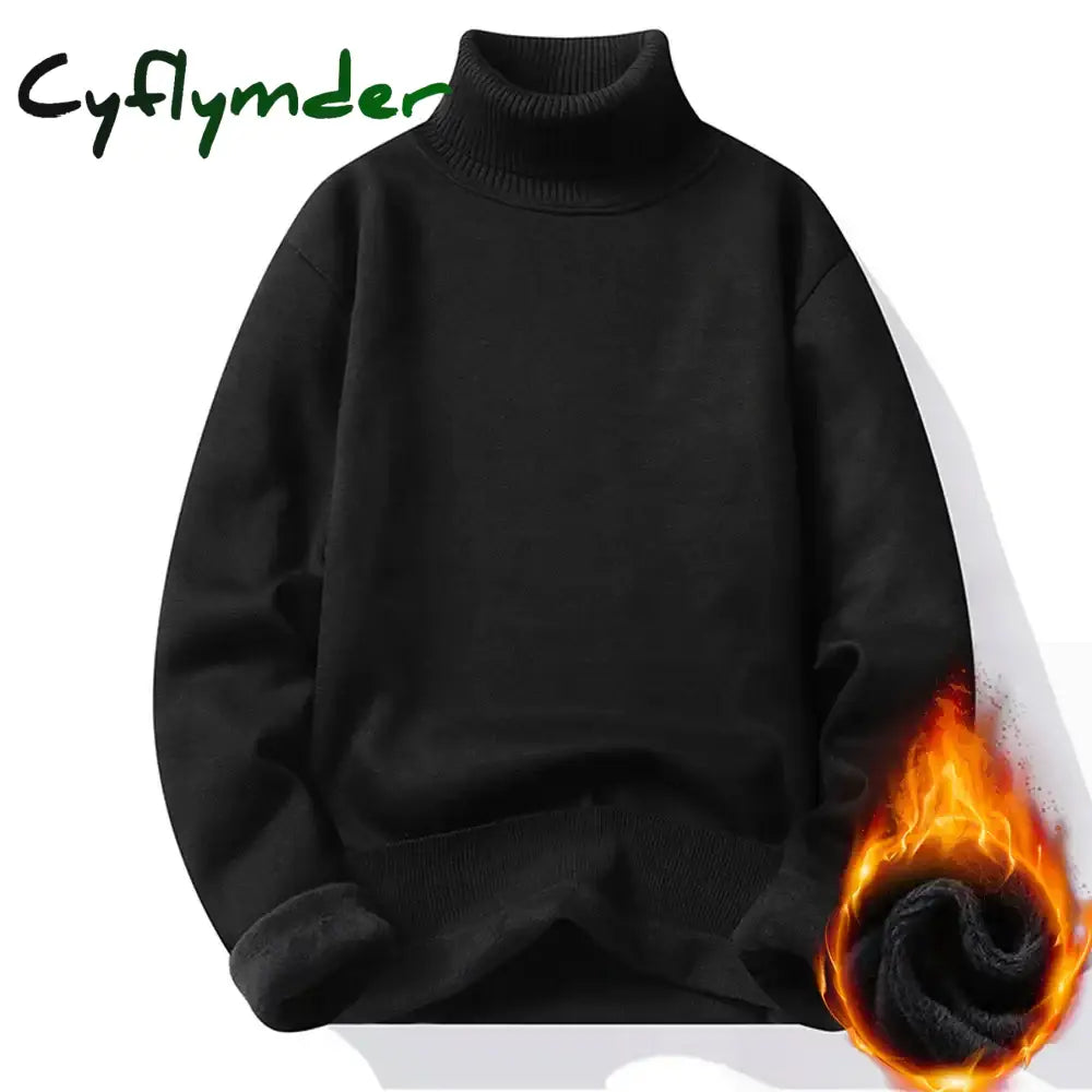 Cyflymder Autumn Winter Men’s Turtleneck Sweater Knitting Pullovers Rollneck Knitted Warm Men