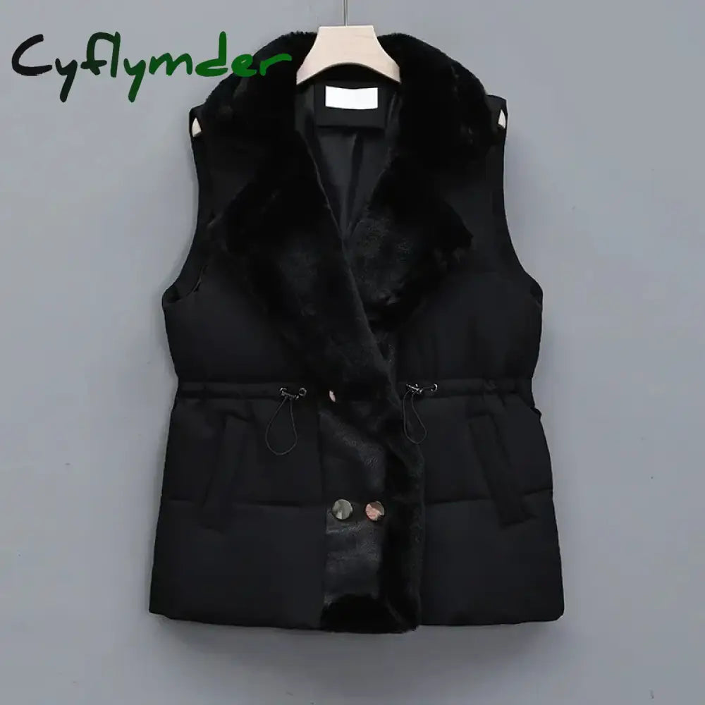 Cyflymder Autumn Winter New Down Cotton-Padded Vest Jacket Women Korean Sleeveless Suit Collar Waist Waistcoat Short