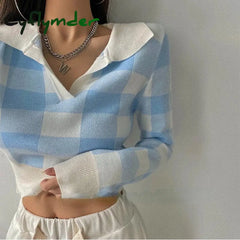 Cyflymder Autumn Winter Vintage Knitwear Crop Tops Women Pullover Sweaters Fashion Female Long