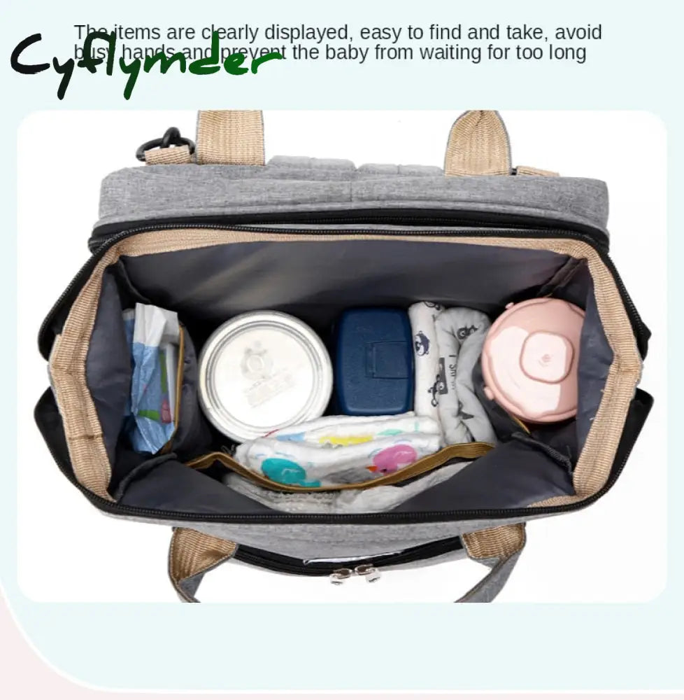 Cyflymder Baby Diaper Bag Mummy Bags For With Bassinet Bed Travel Backpack Crib Waterproof Stroller