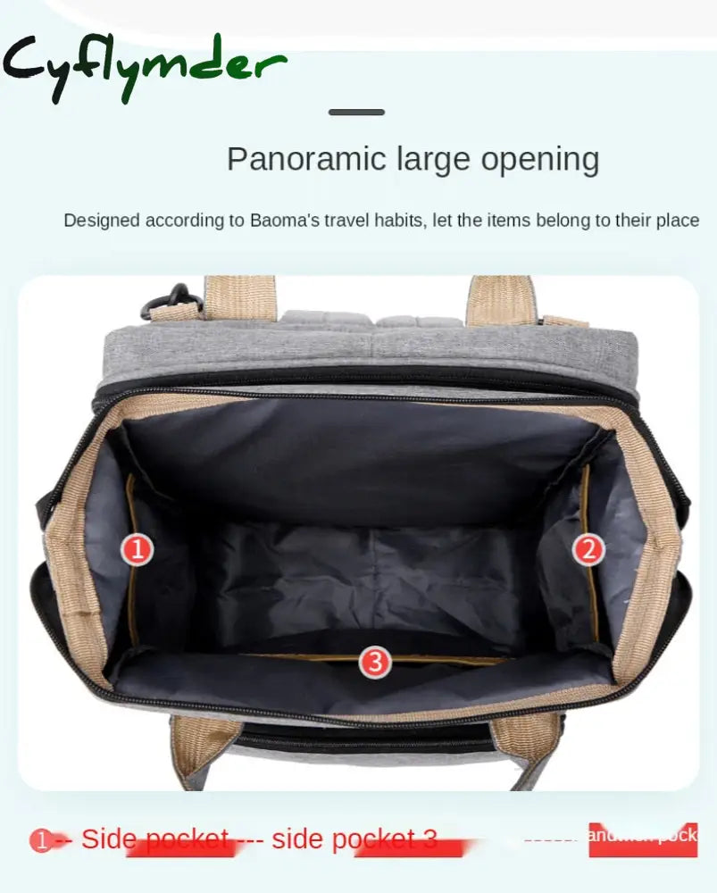 Cyflymder Baby Diaper Bag Mummy Bags For With Bassinet Bed Travel Backpack Crib Waterproof Stroller