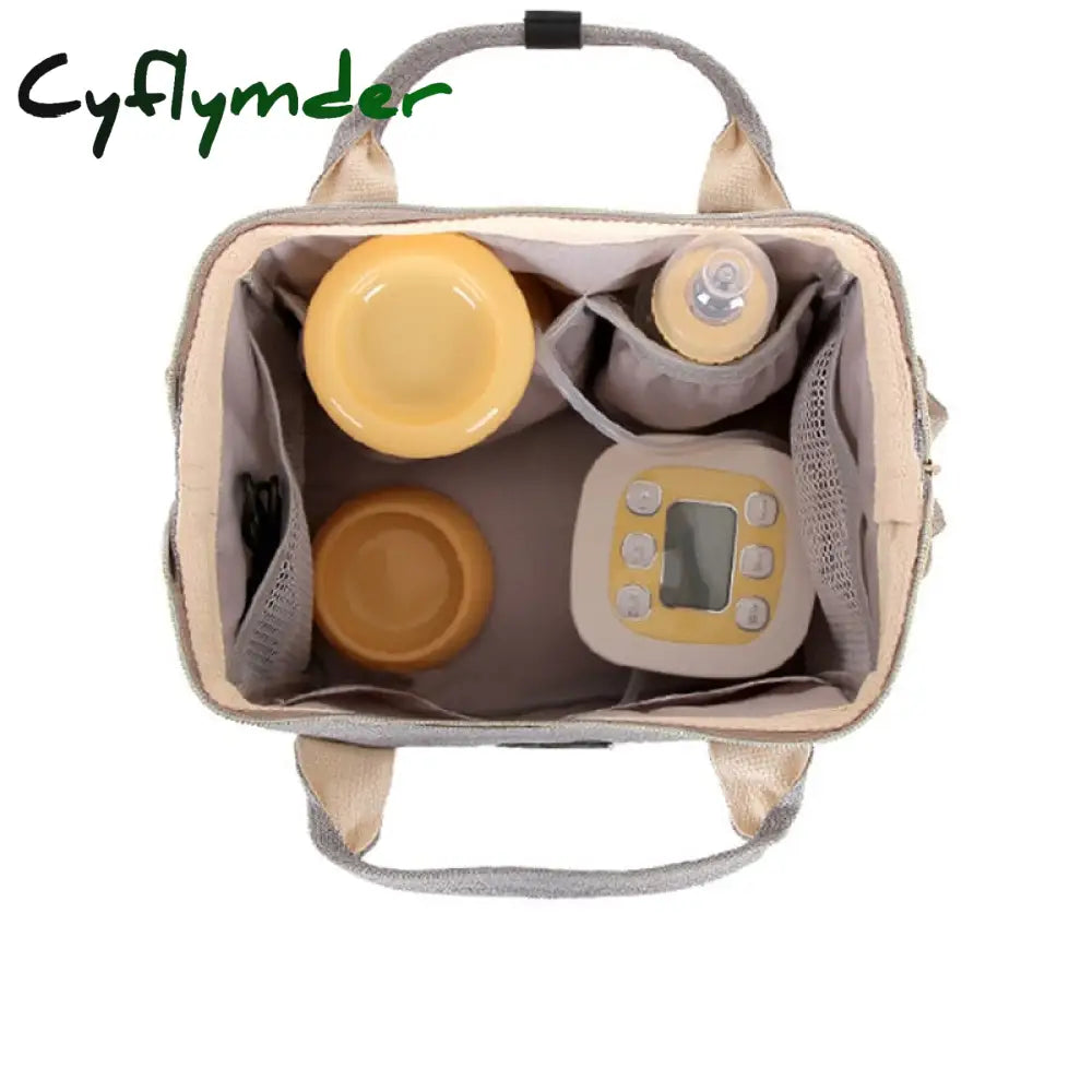 Cyflymder Baby Diaper Nappy Travel Tote Bag With Usb Mini Breast Pump Lunch Breastmilk Cooler