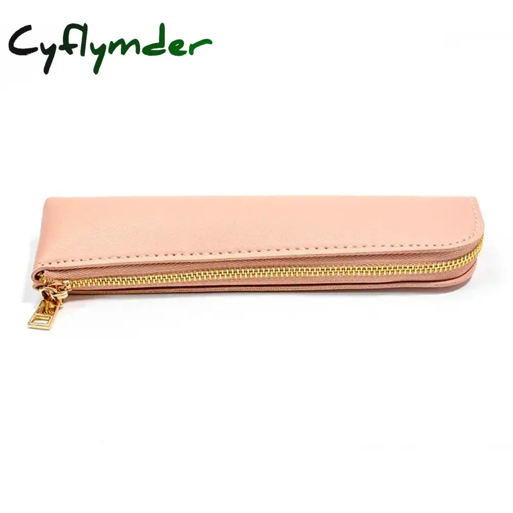 Cyflymder Back To School 1Pc Pu Leather Small Pen Bag Mini Sleeve Zipper Pencil Pouch Stationery