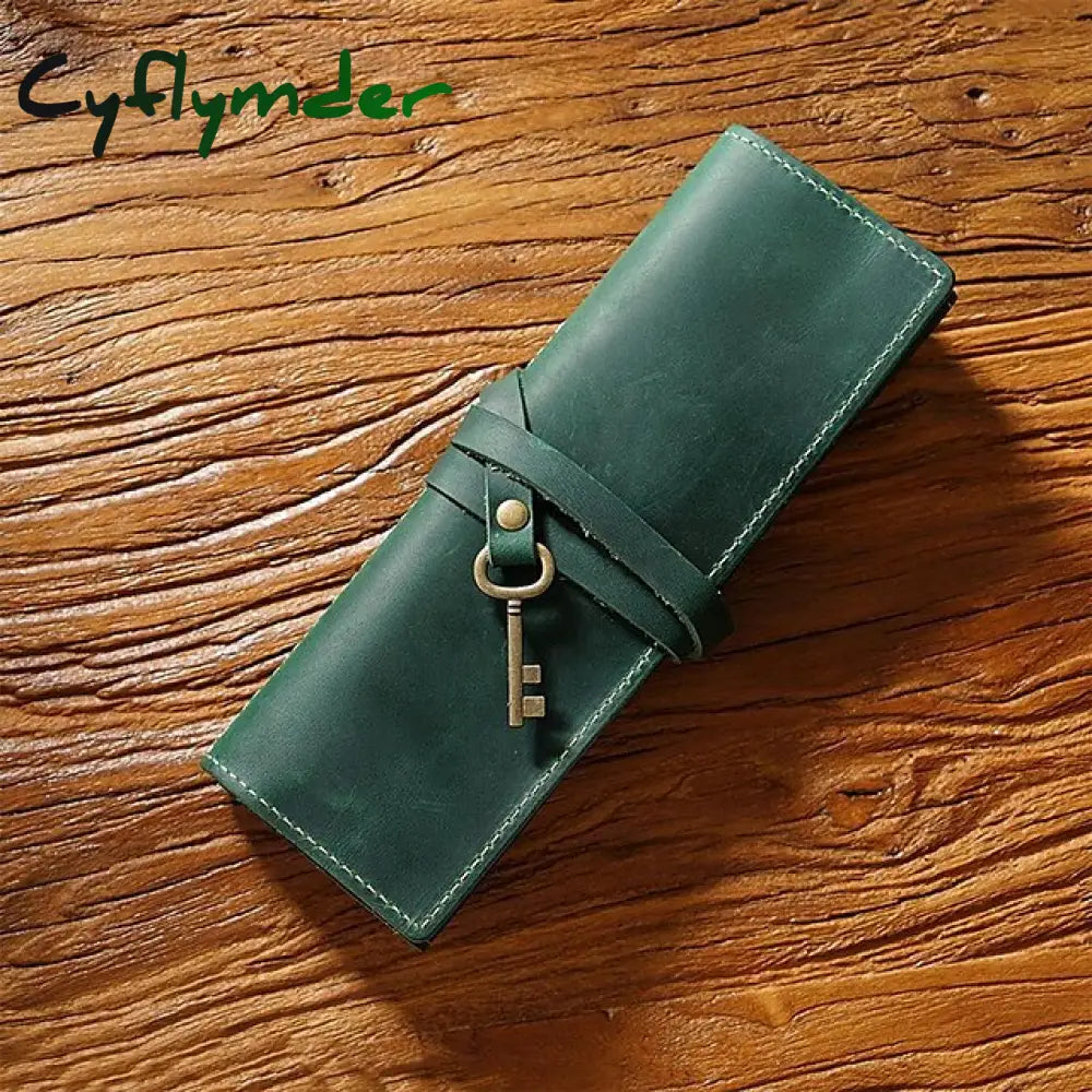 Cyflymder Back To School 1Pcs Leather Pencil Wrap Bag Handmade Pen Multi-Functional Roll Holder