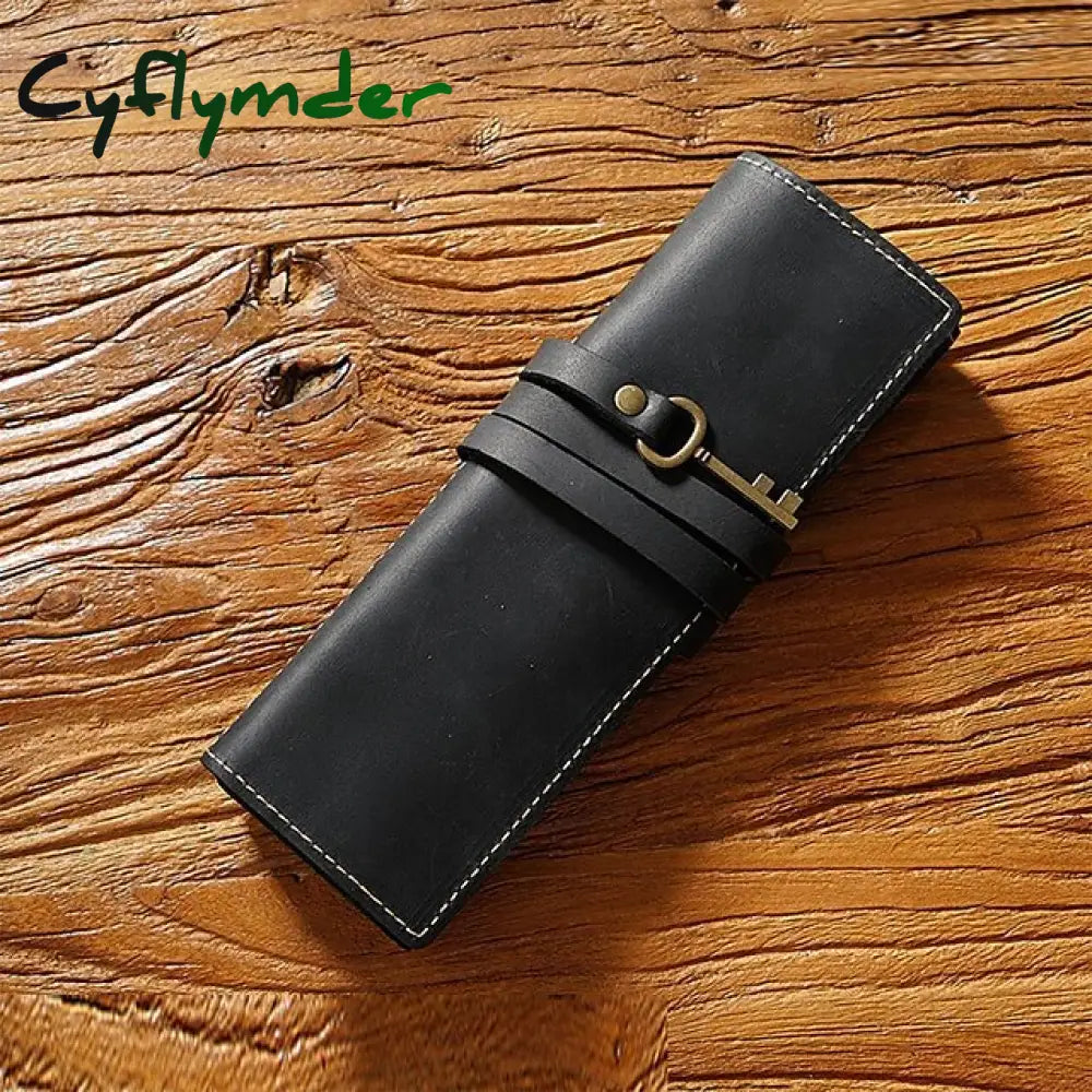 Cyflymder Back To School 1Pcs Leather Pencil Wrap Bag Handmade Pen Multi-Functional Roll Holder