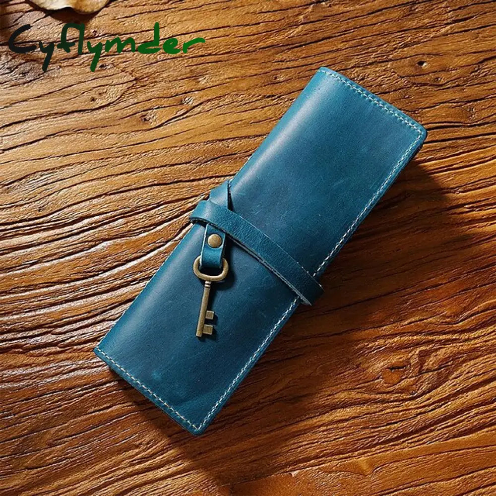 Cyflymder Back To School 1Pcs Leather Pencil Wrap Bag Handmade Pen Multi-Functional Roll Holder