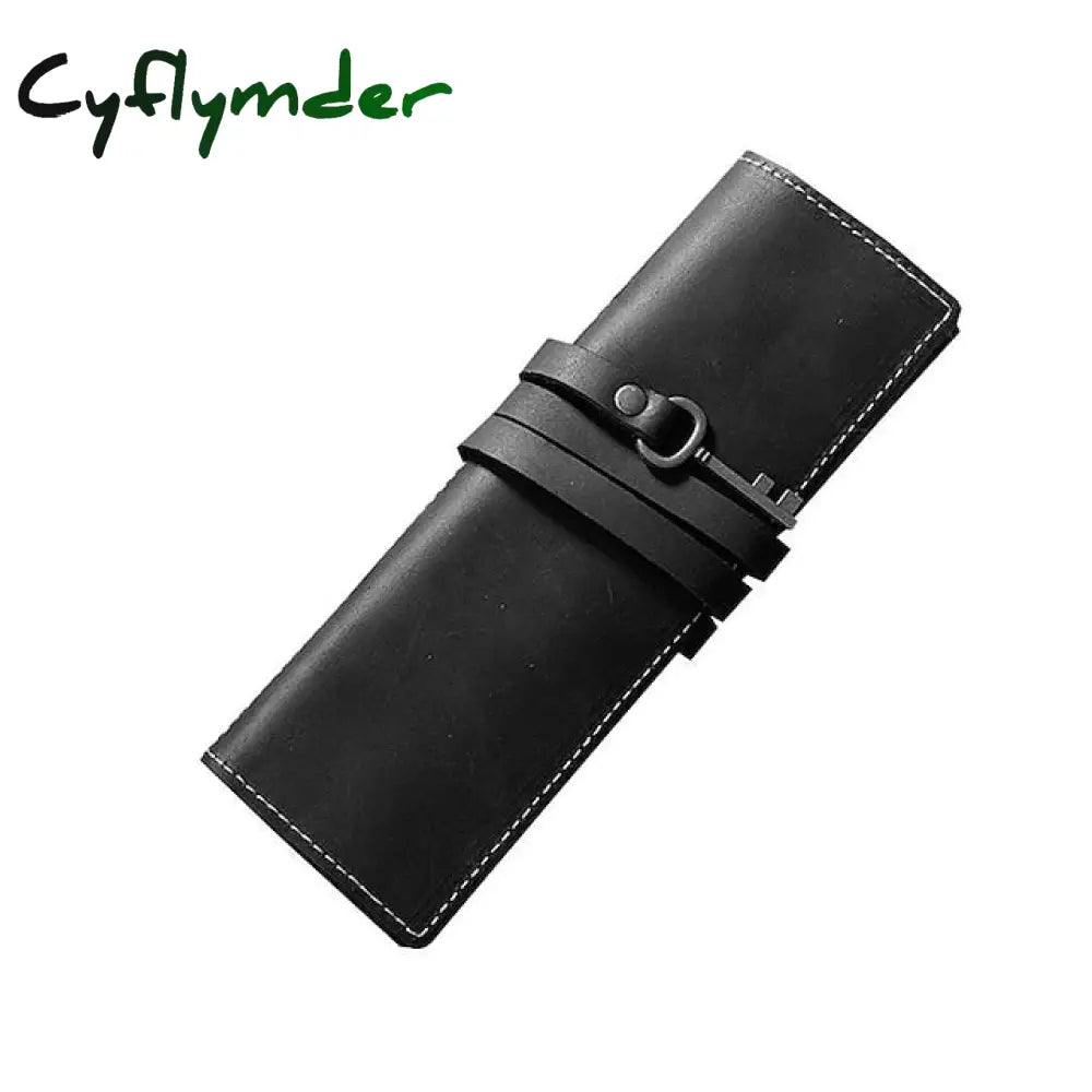 Cyflymder Back To School 1Pcs Leather Pencil Wrap Bag Handmade Pen Multi-Functional Roll Holder