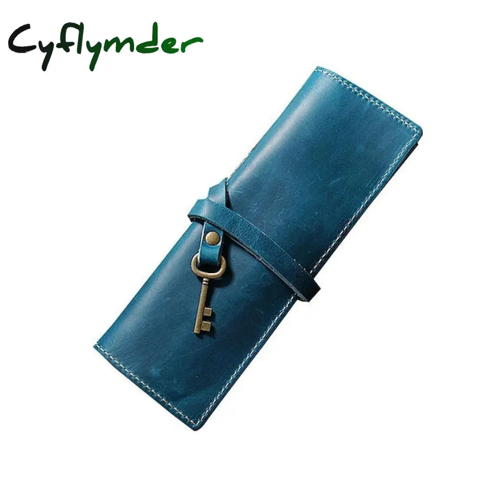 Cyflymder Back To School 1Pcs Leather Pencil Wrap Bag Handmade Pen Multi-Functional Roll Holder