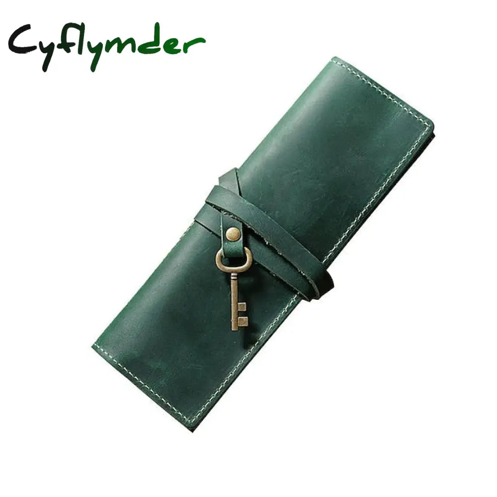 Cyflymder Back To School 1Pcs Leather Pencil Wrap Bag Handmade Pen Multi-Functional Roll Holder