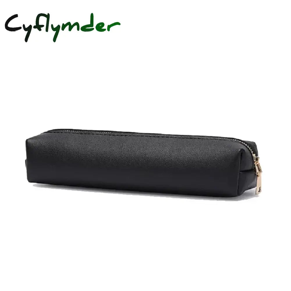 Cyflymder Back To School 20Cm Long Pu Leather Pencil Case For Girls Makeup Brush Bag Small Zipper