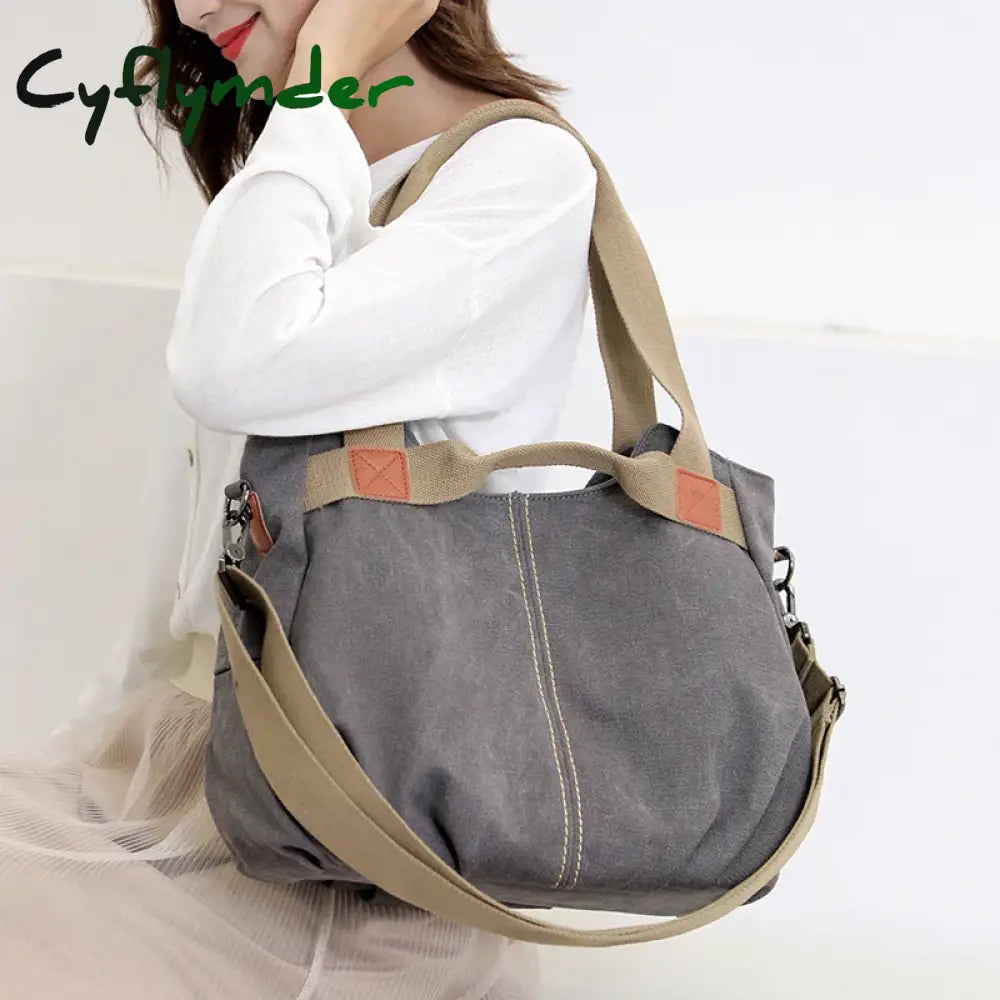 Cyflymder Back To School Canvas Hobos Bag Women Handbags Female Designer Large Capacity Leisure