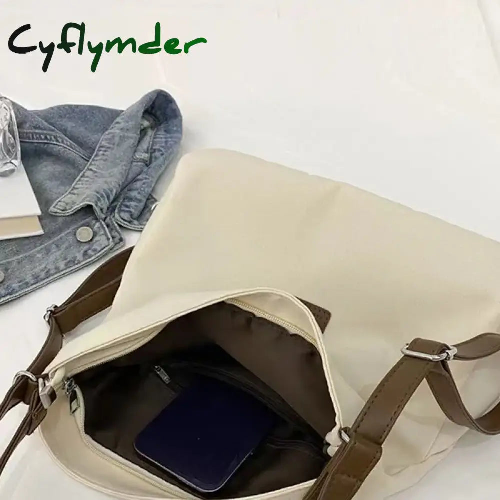 Cyflymder Back To School Canvas Tote Bag Women’s New High Capacity And Minimalist College Style