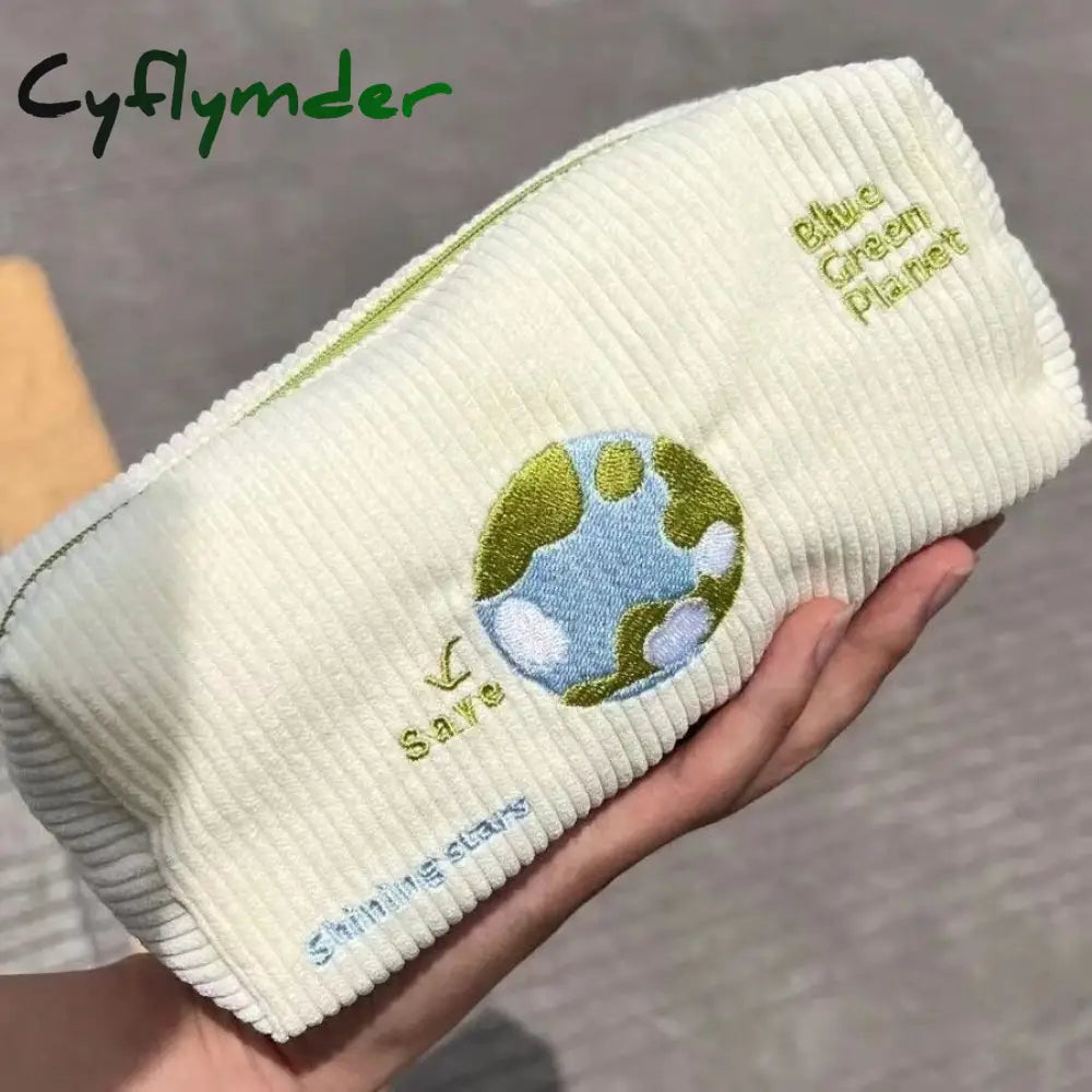 Cyflymder Back To School Cartoon Cute Sheep Earth Canvas Pencil Case Kawaii Portable Student