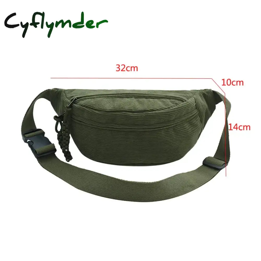 Cyflymder Back To School Casual Corduroy Belt Bags For Women Fashion Fanny Pack Female Banana Waist
