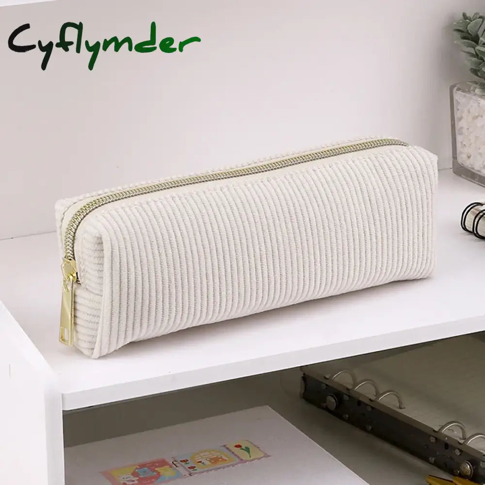 BACK TO SCHOOL Corduroy Pencil Case Trousse School Supplies Large Capacity Soft Solid Color Kalemlik Pen Case Estuche Escolar Pencil Pouch